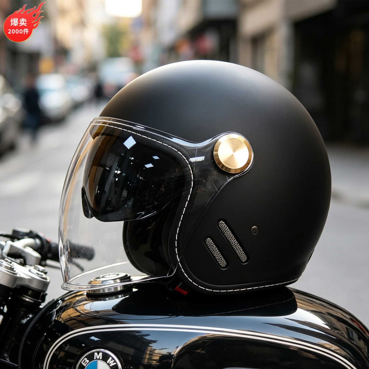 Dual-Lens Retro Helmet Motorcycle Electric Bike Helmet Three-Quarter Helmet Cruiser Motorcycle Scooter All-Season 3C Certification