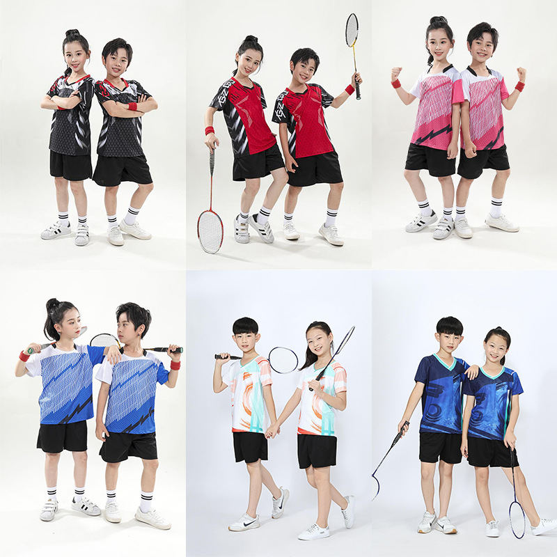 Summer Children's Badminton Training Clothes Girls' Sports suit Boys Primary School Students Ping Pong Tennis Jersey Competition Printing