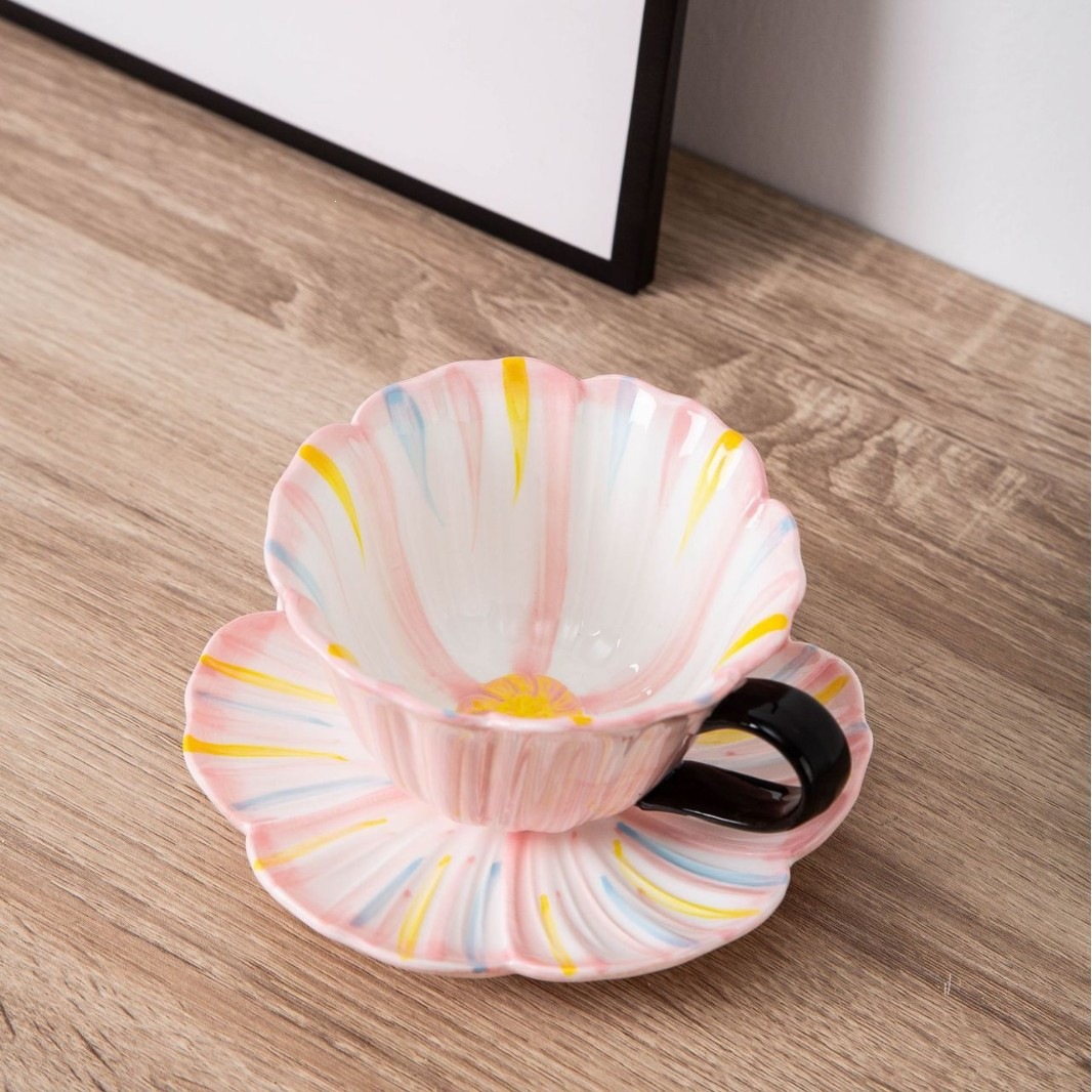 Tazas de café de cerámica transfronteriza, platos, flores pintadas a mano, nuevas tazas de leche de té de la tarde de estilo chino, nuevas redes populares image 15