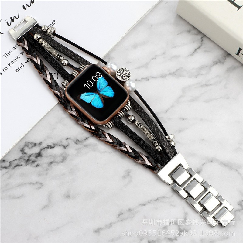For Apple Watch8 Creative Woven Strap se7 Apple Watch 3456 Metal Bracelet Ultra Women
