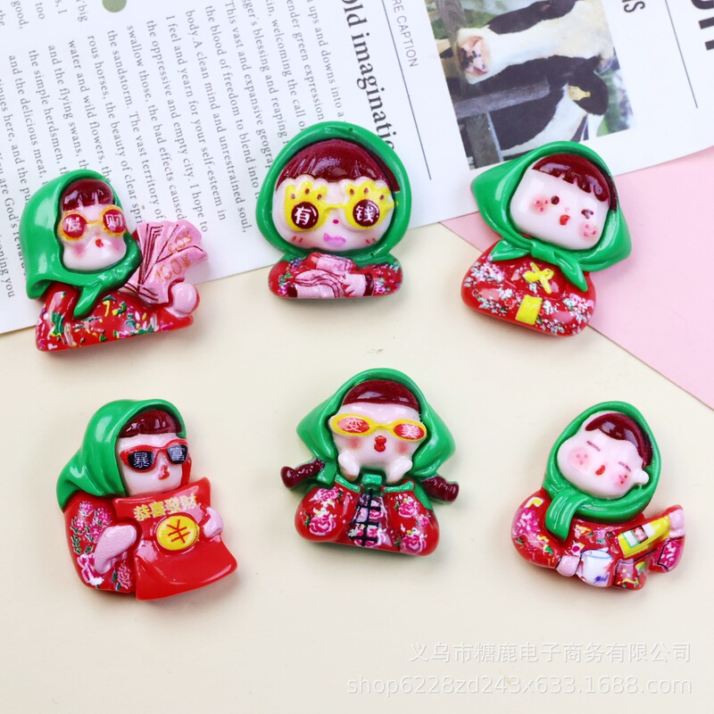 Tiktok Trending Rich Girl Cute Cartoon Resin Accessories DIY Dashboard Car Decoration Clog Shoe Materials Wholesale