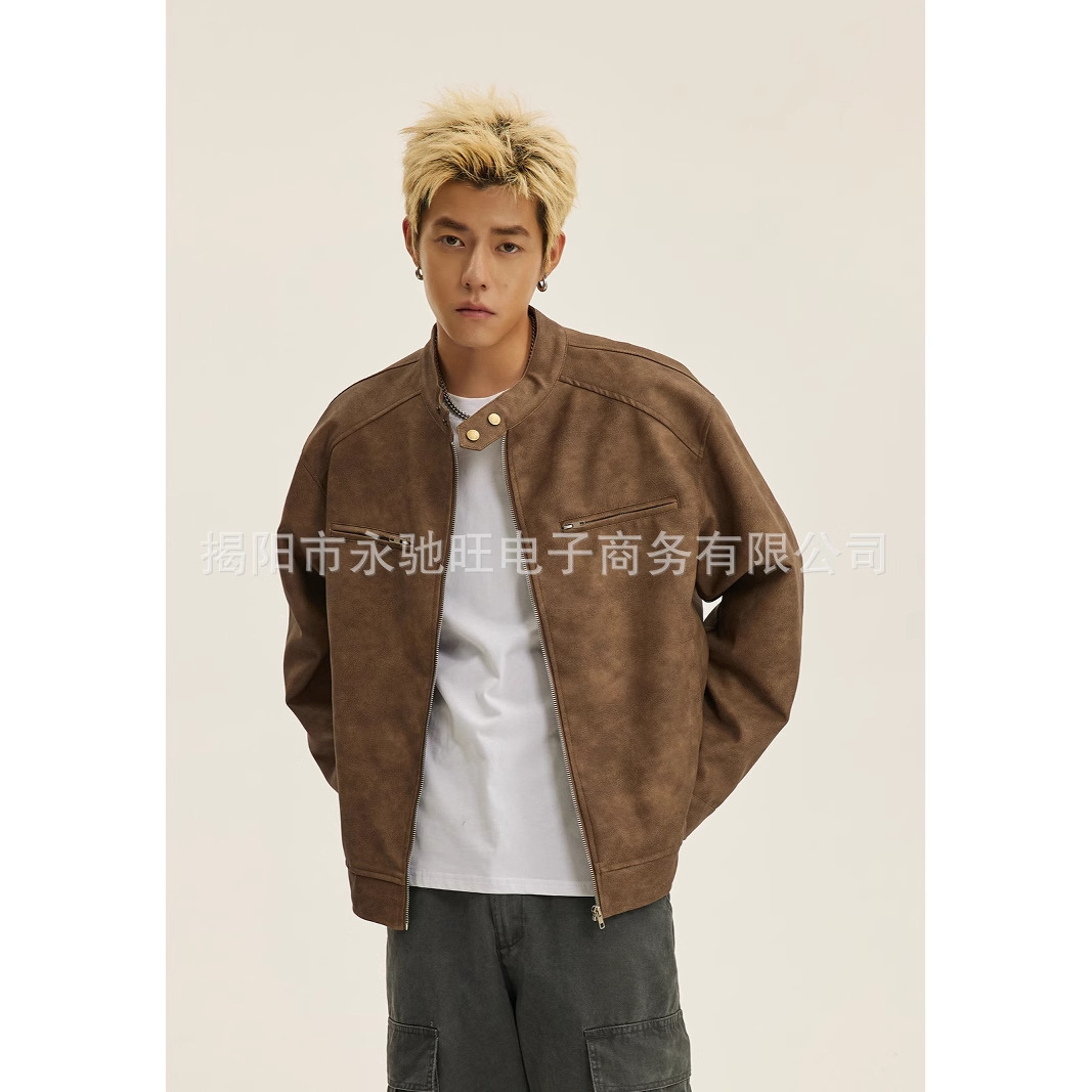 Autumn retro brown jacket for men and women