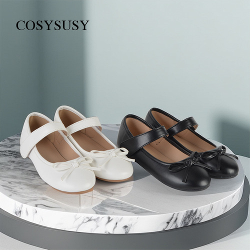 Little Princess Shoes, White Princess Leather Dance Shoes for Children Aged 6-9, Student Shoes
