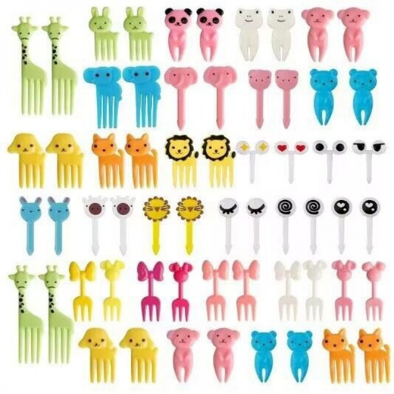 Japón hogar dibujos animados horquilla de fruta creativa para niños animales lindos horquilla de fruta de plástico set Bento stick