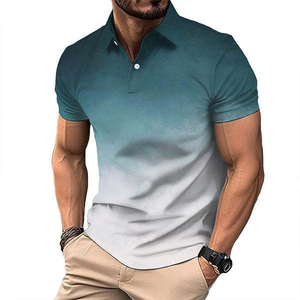 Nueva camisa de golf europea y americana transfronteriza camisa de polo con estampado de letras de manga corta color sólido gráfico 3d camisa POLO de tres botones