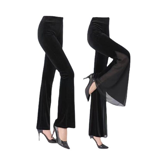 Women's Body Shaping Formal Pants Dance Pants Modal Micro-Angle Big Bellows Practice Pants Gold Velvet with Lace Bellows Pants