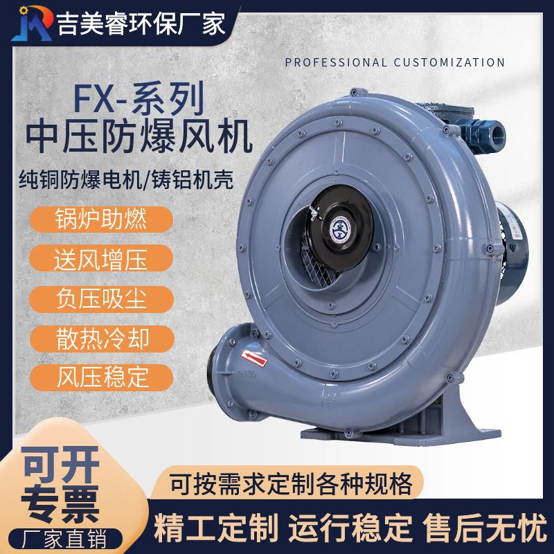 防爆中压风机 FX-1吹风送料中压鼓风机0.75KW可做防爆不锈钢风机