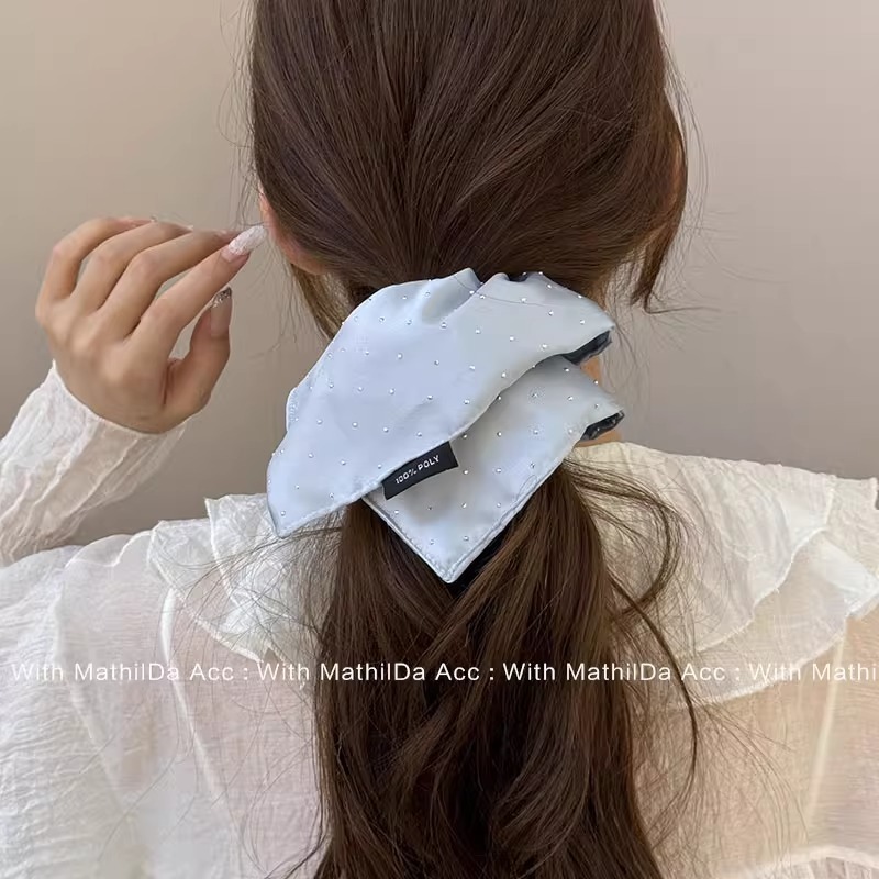 韓国風ベビーブレスサテンスクエアスカーフヘアバンド無地気質ハイエンドヘアアクセサリーヘッドバンドヘアロープヘッドバンド 2025|undefined