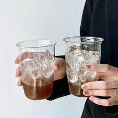 アイスラテコーヒーグラスアメリカ式ドリンクカップ耐熱高温高ホウ素シリコン透明冷たいドリンクカップカップ子供
