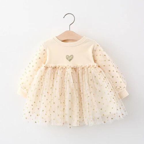941 children's clothing children's skirt girls love long-sleeved mesh skirt baby princess skirt cute tutu skirt spring and autumn bottoming skirt