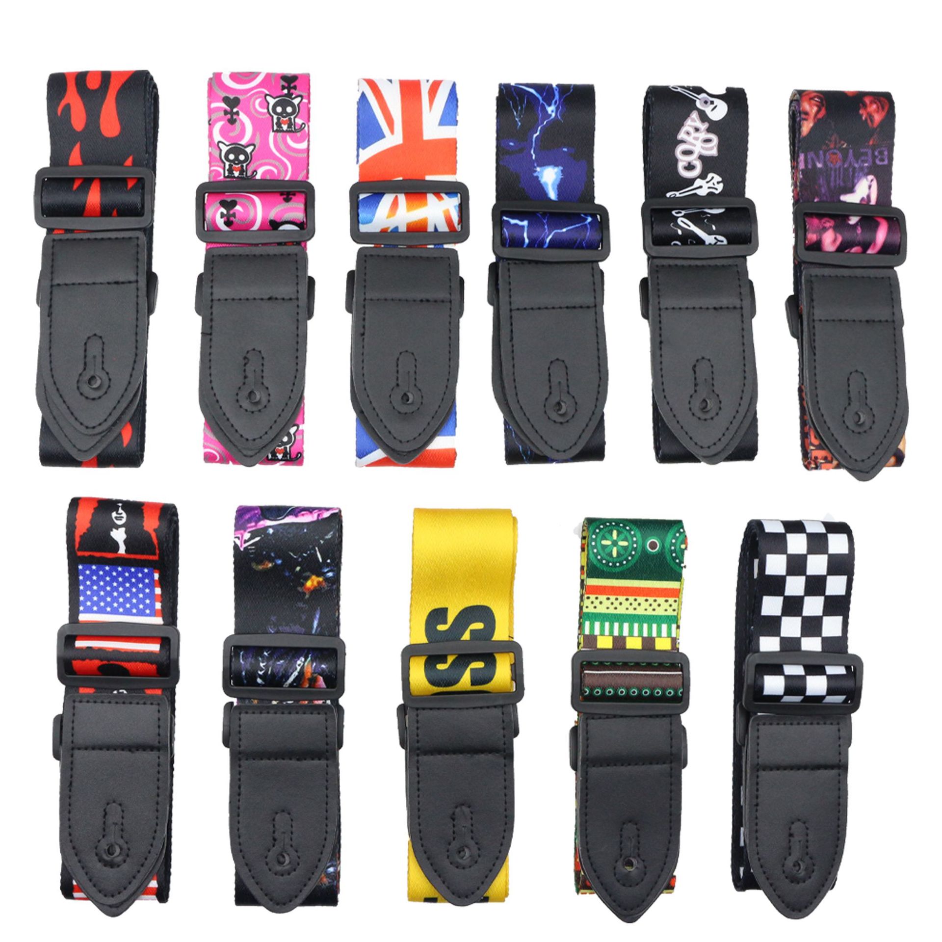 Folk clásica correa de guitarra de poliéster estilo étnico ensanchado correa de hombro guitarra eléctrica bajo correa de impresión accesorios para instrumentos musicales