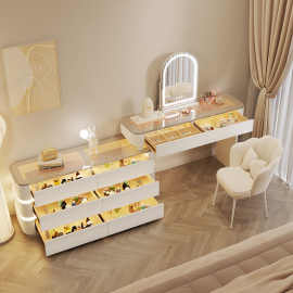 实木高级感梳妆台卧室简约现代2025新款斗柜收纳柜一体化妆桌轻奢