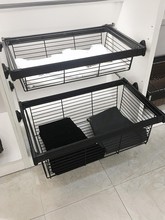 衣柜拉篮抽屉式收纳藤篮衣橱内置伸缩裤架家用柜子推拉收纳置物篮