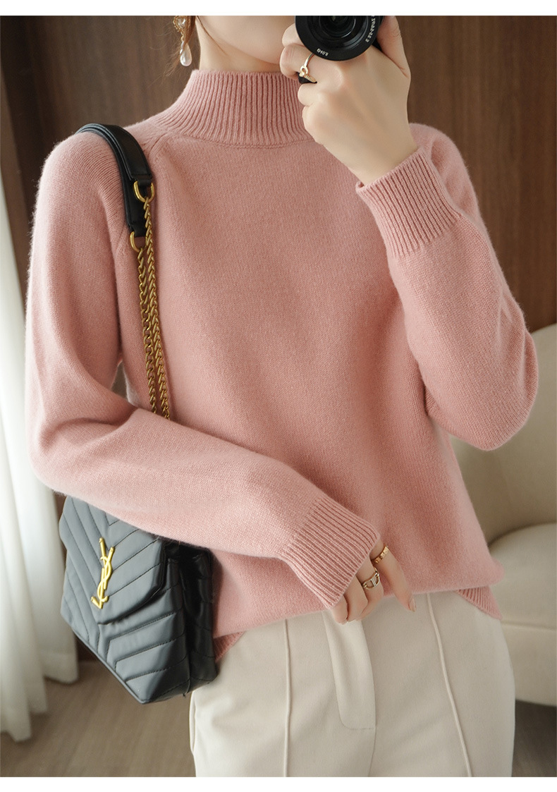 Wholesale of 2022 new semi-high neck pullover long-sleeved knitted sweater for women, a slimming Korean-style base layer pic 56