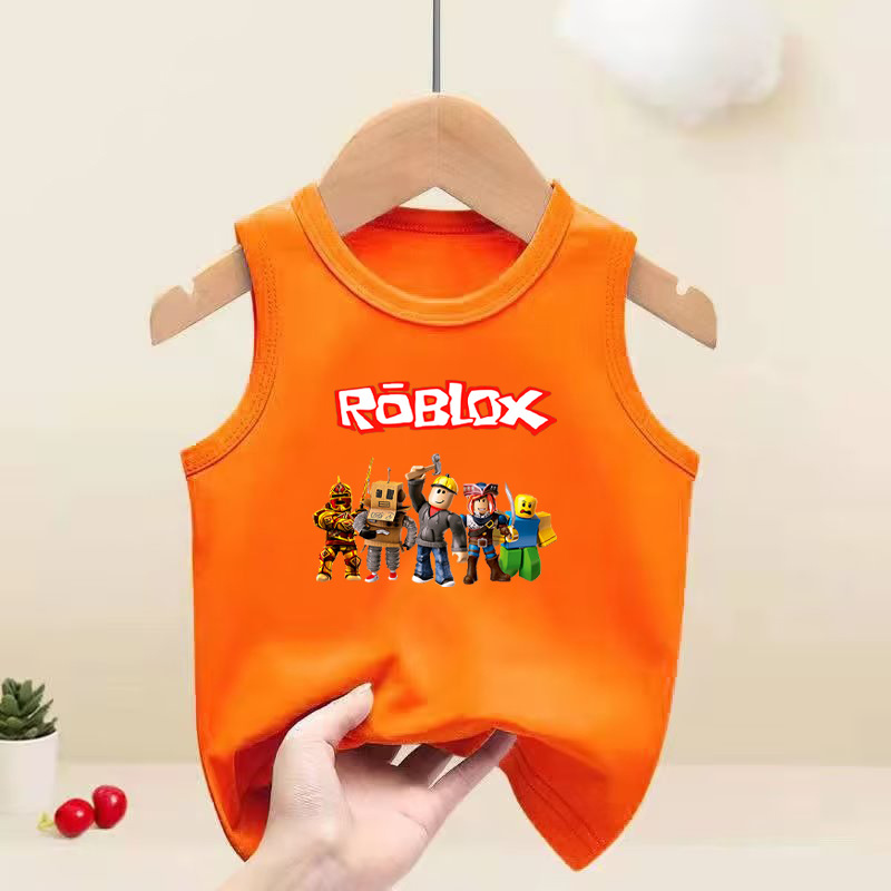 ROBLOX熱銷新品童裝中大童無袖背心卡通印花夏季新款跨境一件代發