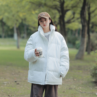 Men's and women's winter lamb velvet couple's coat 2024 new thick warm short down cotton bread clothing