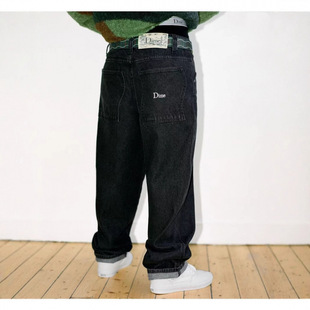 Trendy Street Skateboard Dime Baggy Straight Loose Casual Denim Pants Washed Denim Pants for Men