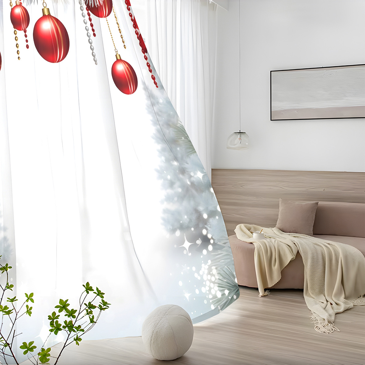 Amazon transfronterizo nuevo hilo de impresión digital de cortinas navideñas europeas y americanas cortinas navideñas TEMU