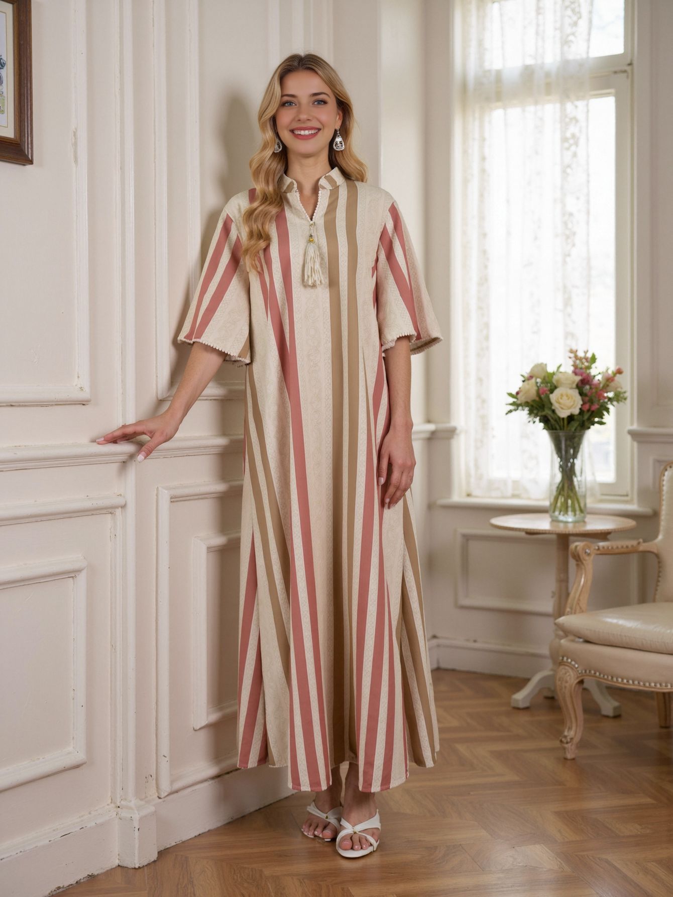 Cross-border Middle Eastern Muslim Clothing, Summer Fashion Casual Dress, Vacation Wear, Dubai Women's Robe, Abaya_ecoleips.com