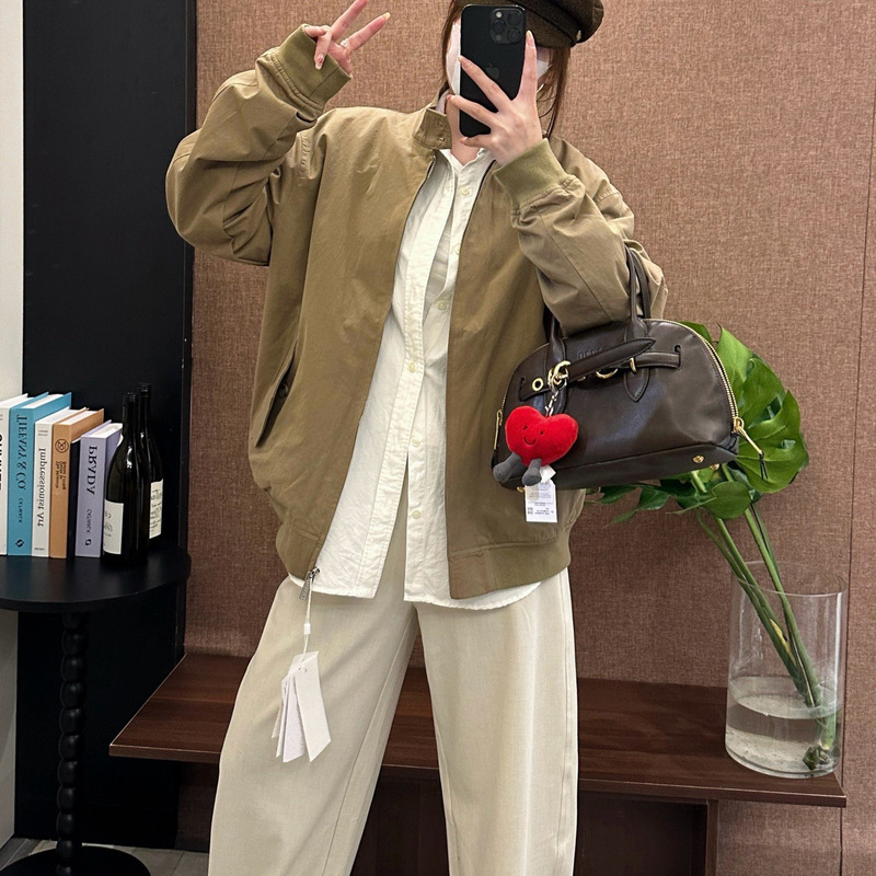 0827x5~ 经典气质休闲法式老钱风防水刺绣立领夹克外套男女同款|undefined
