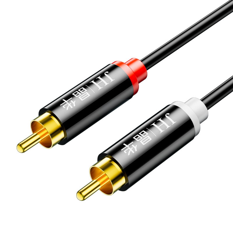 Línea de audio Jinghua 2RCA doble loto enchufe rojo y blanco canal izquierdo y derecho 2rca cable de conexión de amplificador de audio de televisión