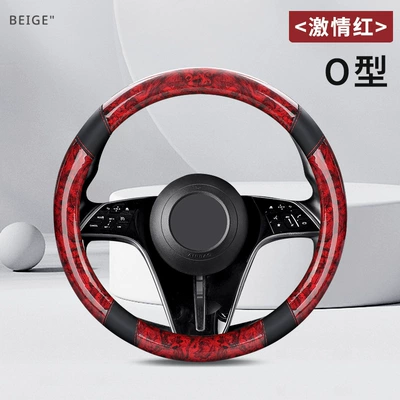 Cover for All Seasons, Universal Leather | Steering wheel cover - tmw-model-round-passion-red-36cm