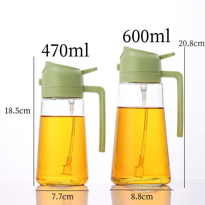 新商品のオイルポットの噴水両用キッチン家庭用オイルコントロールガラスのオイルボトルの空気フライヤーは霧化オイルポットを押します。|undefined