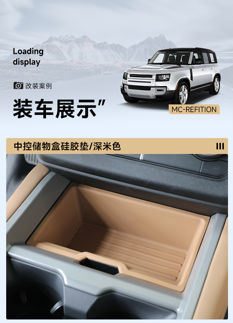 Suitable for 20-26 models of Land Rover Defender 110, silicone pad wireless charging protective cover, 90 central console cup holder anti-slip mat