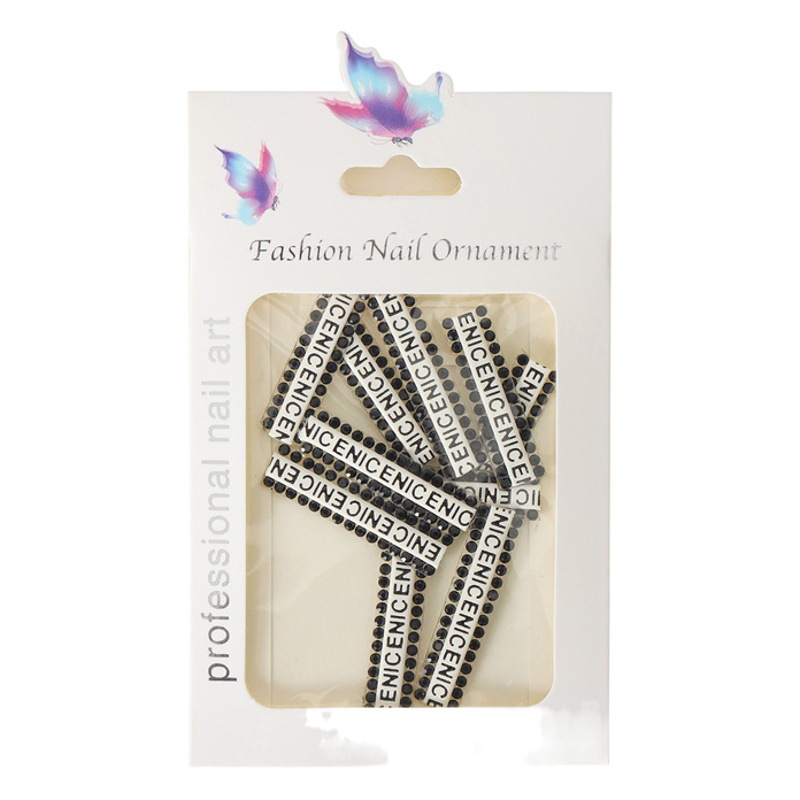 Cross-border popular taladro de uñas joyas carta cinta pegatinas color Perla Rhinestone uñas diamante joyería papel embalaje de la tarjeta