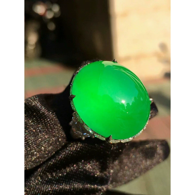 Натуральное изумрудное кольцо Яичная лапша Ян зеленый ледяной вид 18k инкрустированный мужской и женский кольца полный зеленый изумруд А товарное кольцо голый камень