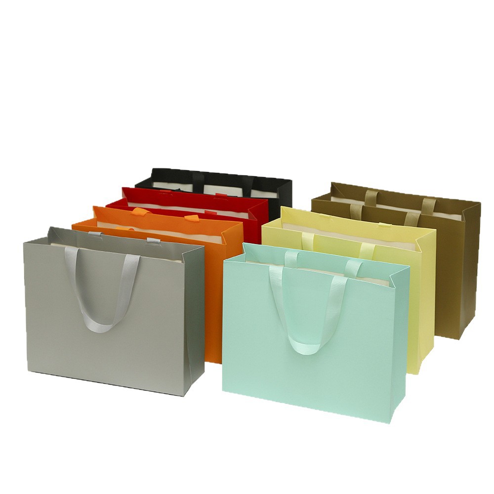 Bolsa de papel de cartón blanco florista bolsa de mano logotipo fija bolsa de regalo bolsa de regalo de Navidad bolsa de mano sin cintura