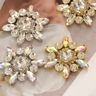 Colorful Gold Base, Silver Base, Marquise Diamond Buckle, Flower-Shaped Rhinestone Decorative Buckle, DIY Jewelry Accessories for Shoes, Bags and Other