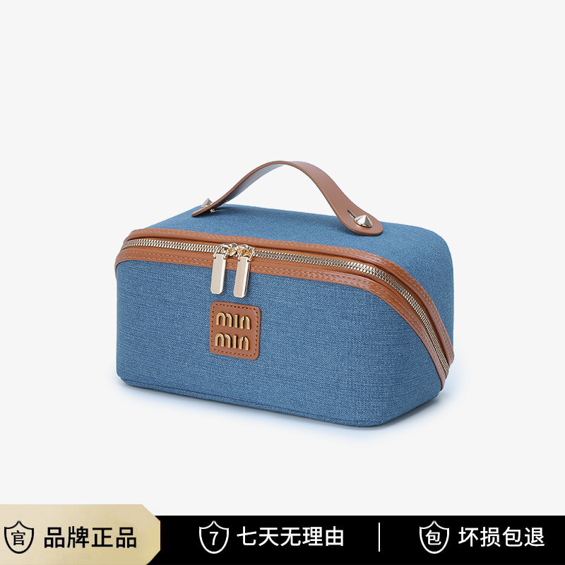 새로운 화장품 가방 복고풍 가벼운 고급 간단한 데님 휴대용 저장 가방 휴대용 대용량 스킨 케어 워시 백