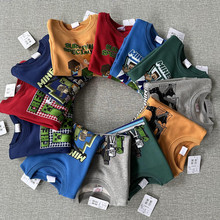 日系外贸我的世界系列秋冬新款厚款毛圈中大童套头童装卫衣