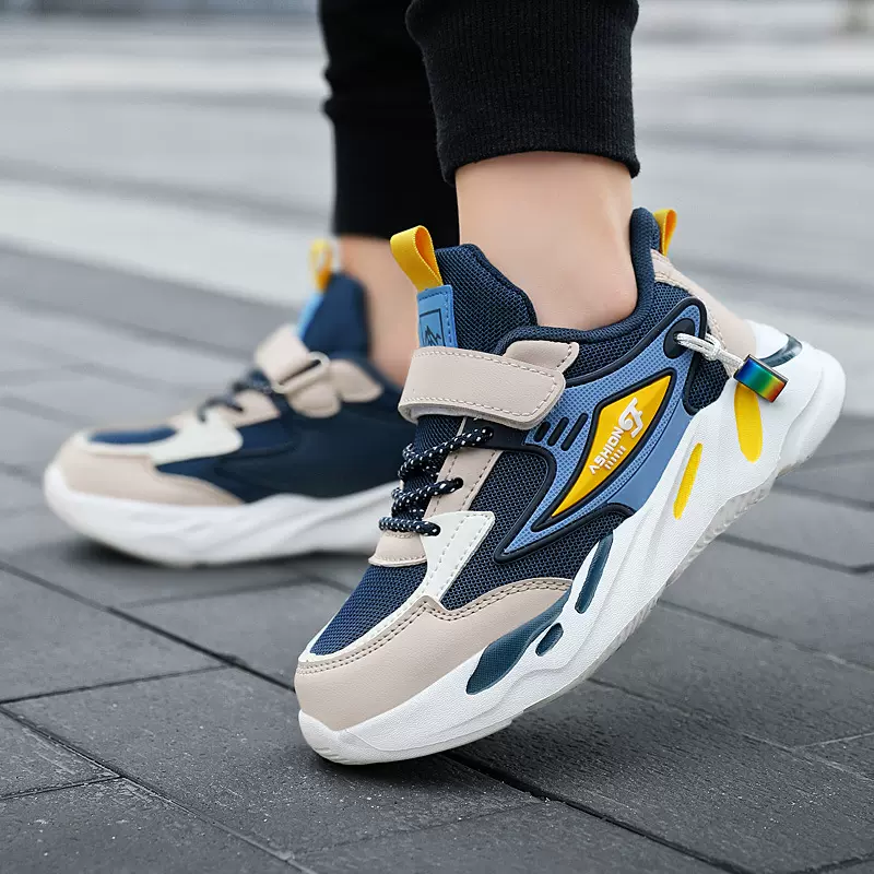 儿童鞋透气轻便学生休闲网面男童运动鞋中大童跑步鞋女童老爹鞋潮