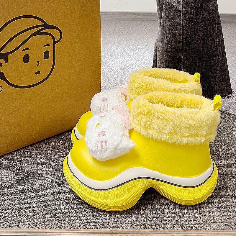 Cute Snow Boots for Women, Versatile Thick-Soled 2025 New Model, Winter Platform Small Size Warm Plush Cotton Slippers