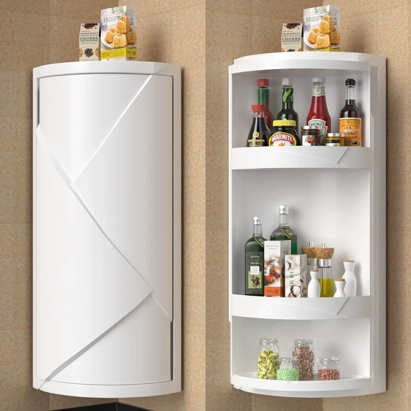 Corner rotating storage rack, plastic wall-mounted bathroom & kitchen shelf, 1–3 tiers