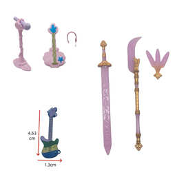 跨境新品k-pop猎魔女团道具武器三件套吉他话筒玩具娃娃配件