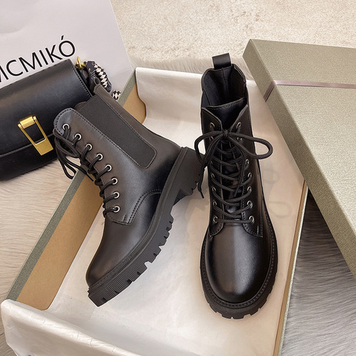 Martin boots women's ins trendy British style thick soles  new autumn thin short boots handsome motorcycle boots