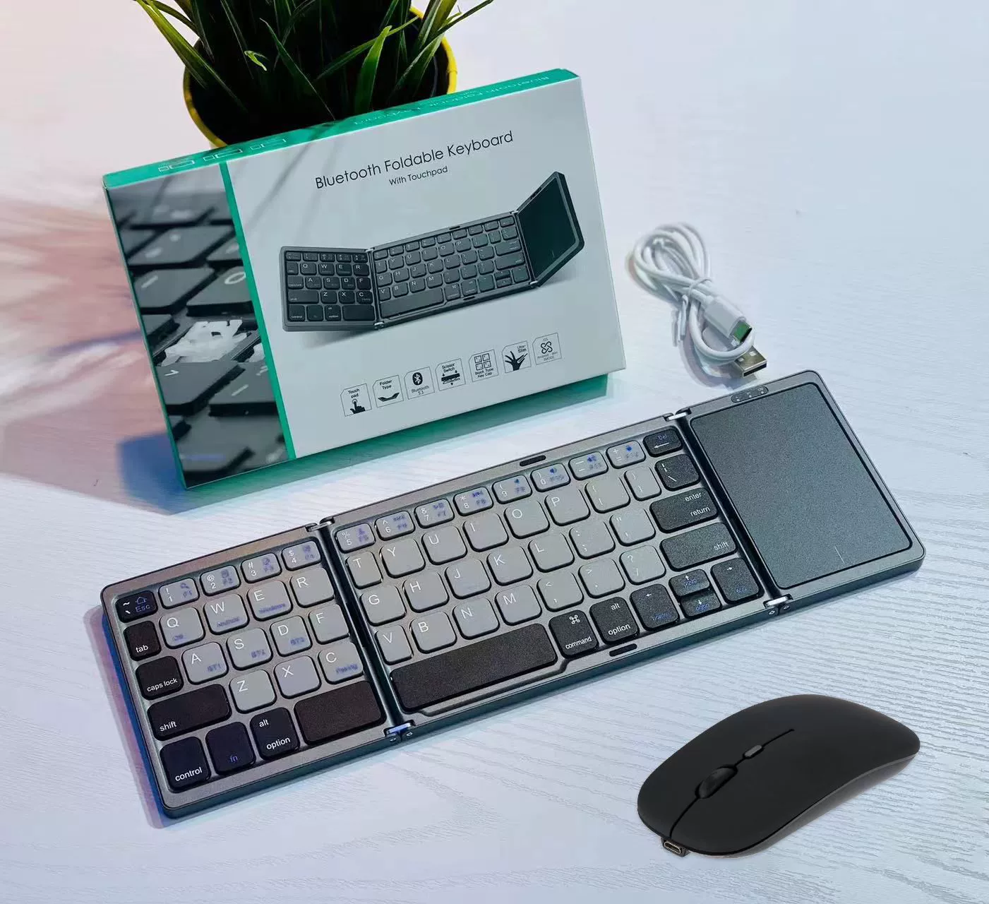 Складной Bluetooth-клавиатура серии B089T/B033, цифровая клавиатура, портативная, с мышью и чехлом по желанию