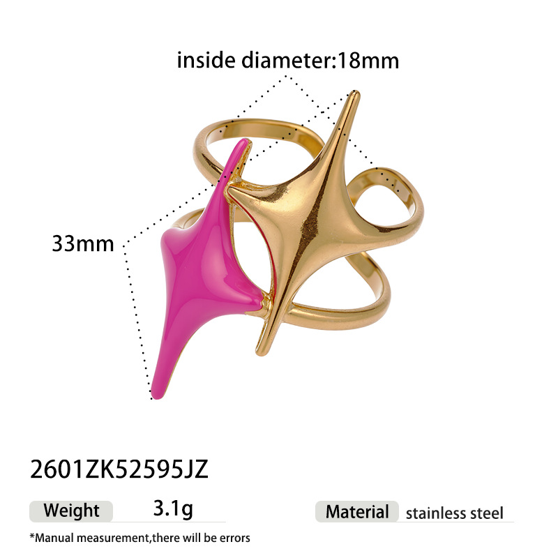 Anillo de goteo de color de acero inoxidable transfronterizo europeo y americano de diseño de personalidad de estrellas no se desvanece joyas al por mayor
