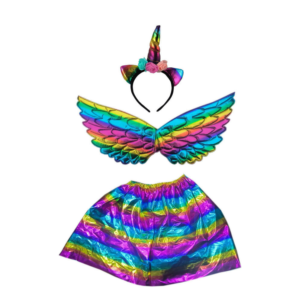 Baile fiesta rendimiento traje unicornio diadema falda de malla para niños alas de unicornio traje de rendimiento para niños