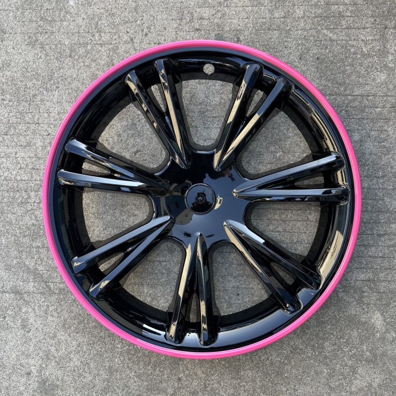 Hub cover — Tesla 19 inch - thin-edge-y-19-inch-beetroot-purple-white-logo-four