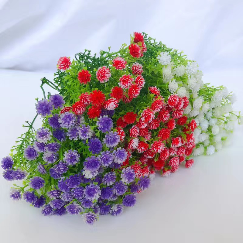 Ramo de mano Simulación Día de San Valentín Gypsophila Accesorios Plástico con flores y césped Ramo con césped y flores Materiales decorativos