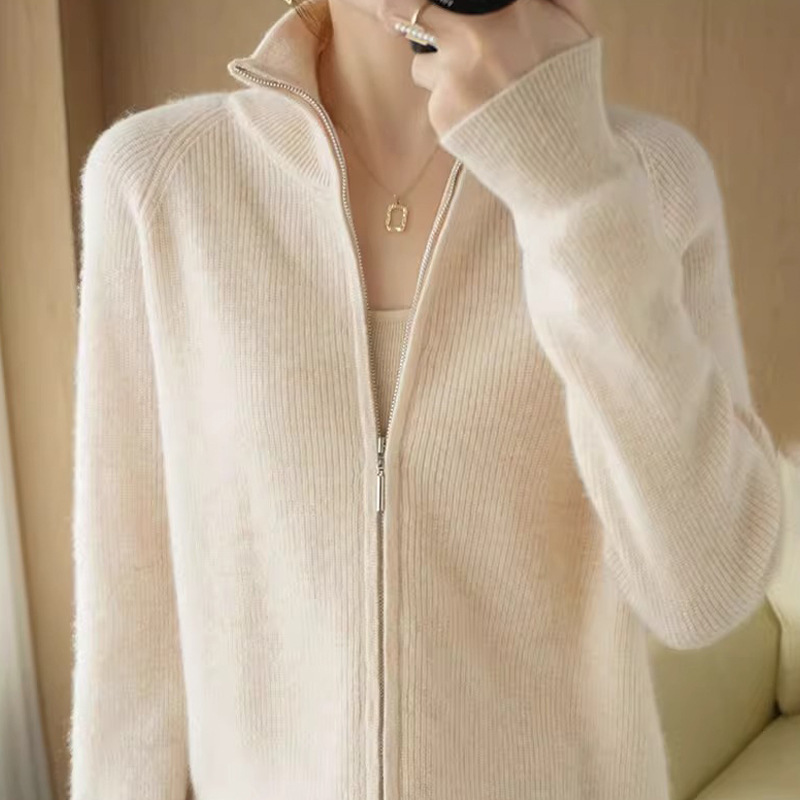 Fashion Stand Collar Thickened Plus Size Zipper Cardigan Women 2025 Spring and Autumn New Korean Version Loose Top Coat Sweater Trendy Fashion Stand Collar Thickened Plus Size Zipper Cardigan Women 2025 Spring and Autumn New Korean Version Loose Top Coat Sweater Trendy