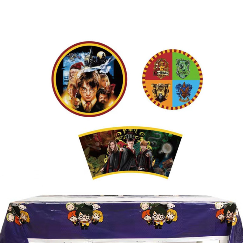 New Harry Potter Party Decoration Children's Birthday Party Decoration Tableware Set Paper Tray Paper Cup Tablecloth
