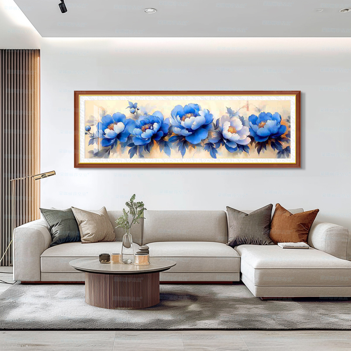 [Algodón importado] Mona Lisa Royal Punto de cruz Peonía azul Estilo chino Flor grande Sala de estar Bordado hecho a mano image 1
