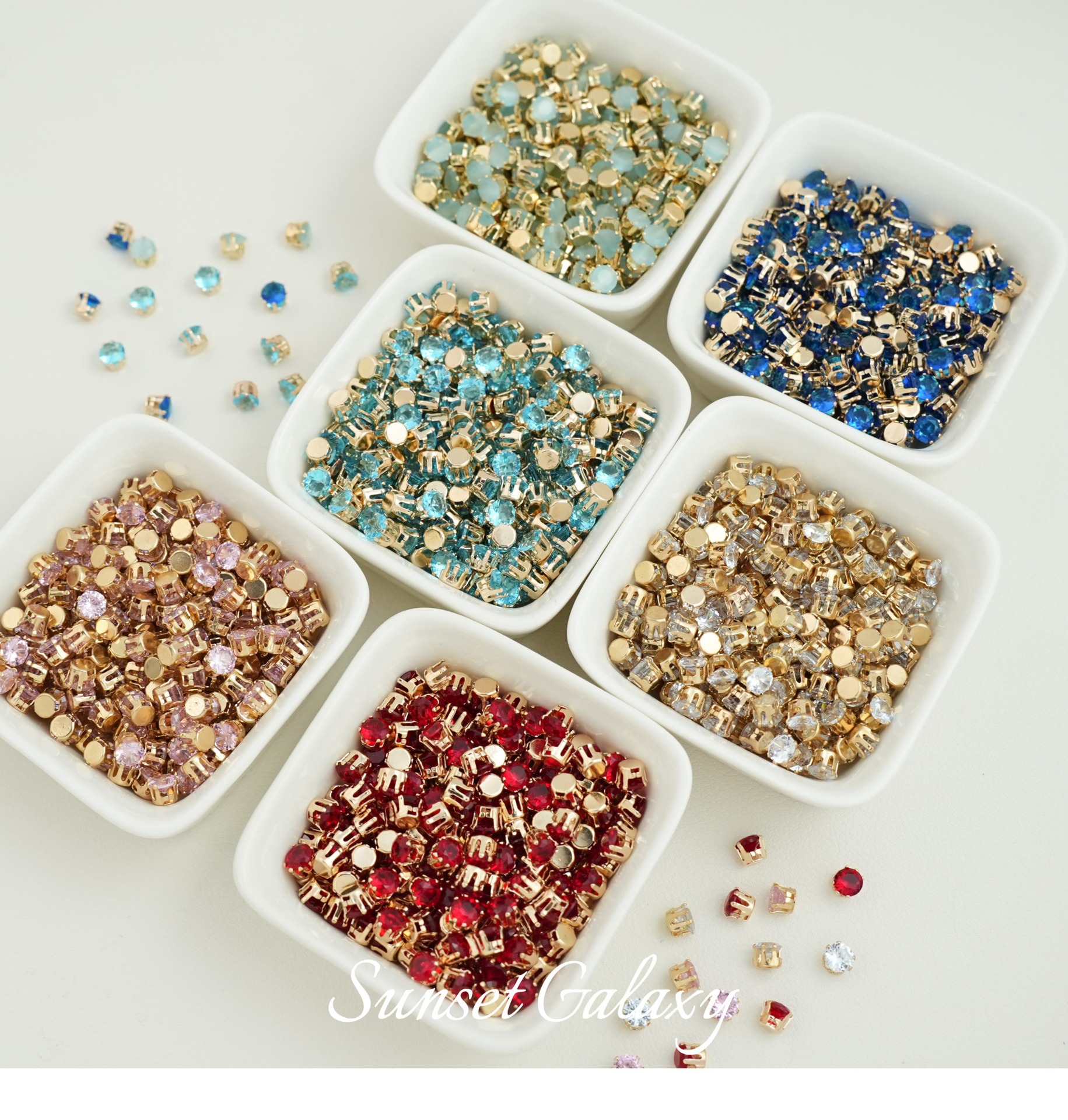 3/4/5mm18k crown claw drill gold plated zircon beads round beads handmade diy bracelet necklace accessories material