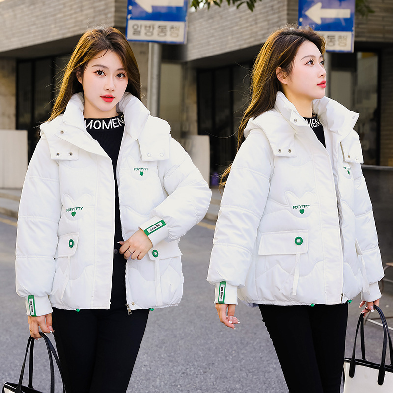 코튼 여성 쇼트 루즈한 빵옷 신상 가을 겨울 백합 후드 두꺼운 코튼 점퍼 캐