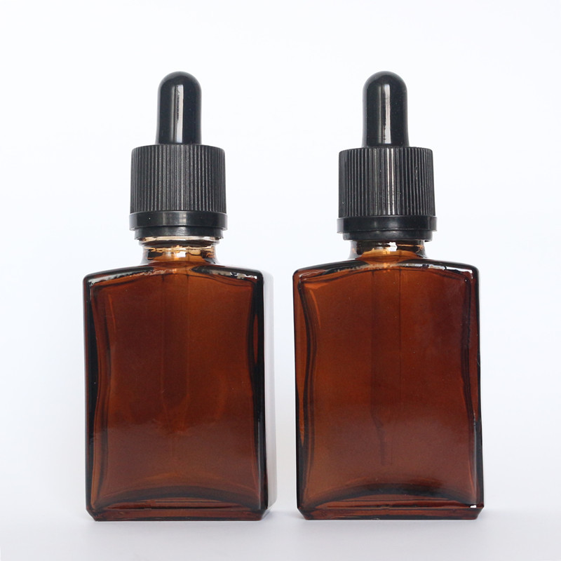 现货 30ml茶色精油瓶 棕色矩形瓶 30ML棕色扁方玻璃瓶 30ml矩形瓶